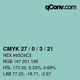 Color code: CMYK 27 / 0 / 3 / 21 | qconv.com