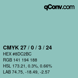 Color code: CMYK 27 / 0 / 3 / 24 | qconv.com