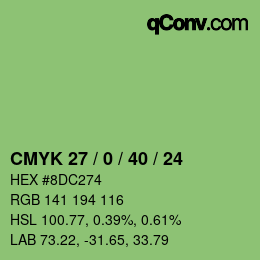 カラーコード: CMYK 27 / 0 / 40 / 24 | qconv.com