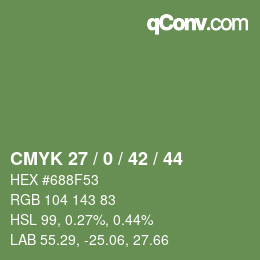 Código de color: CMYK 27 / 0 / 42 / 44 | qconv.com