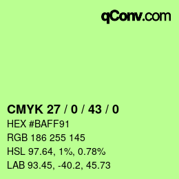 カラーコード: CMYK 27 / 0 / 43 / 0 | qconv.com