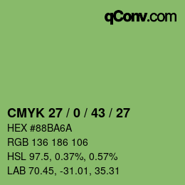 颜色代码: CMYK 27 / 0 / 43 / 27 | qconv.com