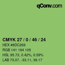 Farbcode: CMYK 27 / 0 / 46 / 24 | qconv.com