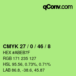カラーコード: CMYK 27 / 0 / 46 / 8 | qconv.com
