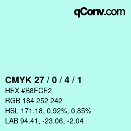 Color code: CMYK 27 / 0 / 4 / 1 | qconv.com