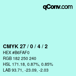 カラーコード: CMYK 27 / 0 / 4 / 2 | qconv.com