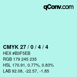 Color code: CMYK 27 / 0 / 4 / 4 | qconv.com