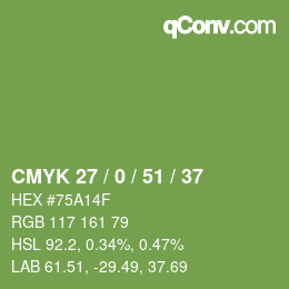 颜色代码: CMYK 27 / 0 / 51 / 37 | qconv.com