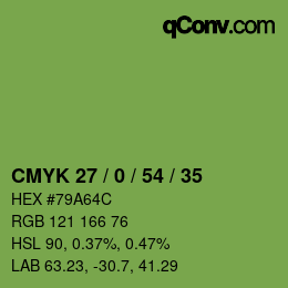 カラーコード: CMYK 27 / 0 / 54 / 35 | qconv.com