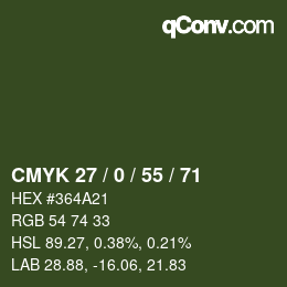 Código de color: CMYK 27 / 0 / 55 / 71 | qconv.com