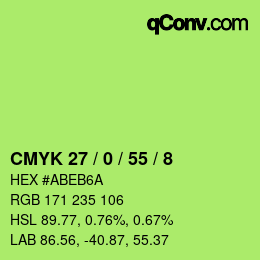 Color code: CMYK 27 / 0 / 55 / 8 | qconv.com