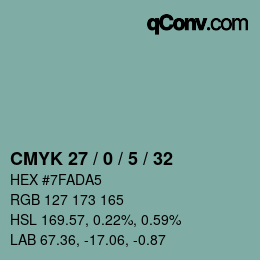 Color code: CMYK 27 / 0 / 5 / 32 | qconv.com