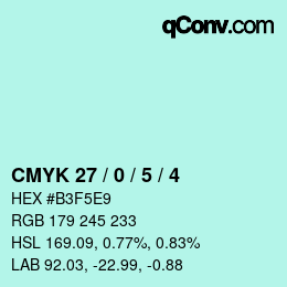 カラーコード: CMYK 27 / 0 / 5 / 4 | qconv.com