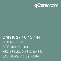 Farbcode: CMYK 27 / 0 / 5 / 44 | qconv.com