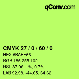 Color code: CMYK 27 / 0 / 60 / 0 | qconv.com