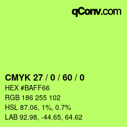 カラーコード: CMYK 27 / 0 / 60 / 0 | qconv.com