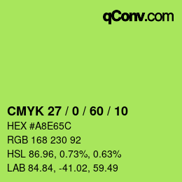 カラーコード: CMYK 27 / 0 / 60 / 10 | qconv.com