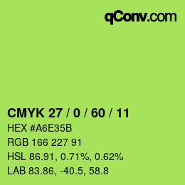 カラーコード: CMYK 27 / 0 / 60 / 11 | qconv.com
