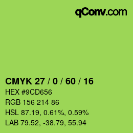 カラーコード: CMYK 27 / 0 / 60 / 16 | qconv.com
