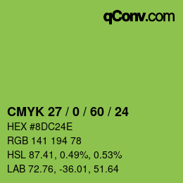 カラーコード: CMYK 27 / 0 / 60 / 24 | qconv.com
