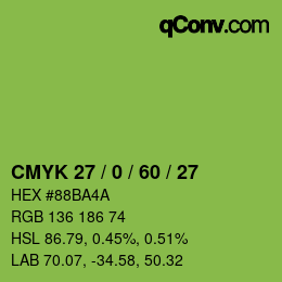 颜色代码: CMYK 27 / 0 / 60 / 27 | qconv.com