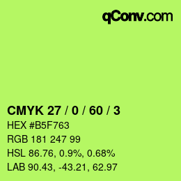 カラーコード: CMYK 27 / 0 / 60 / 3 | qconv.com