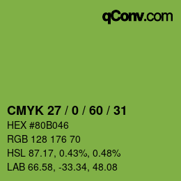 颜色代码: CMYK 27 / 0 / 60 / 31 | qconv.com