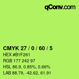 カラーコード: CMYK 27 / 0 / 60 / 5 | qconv.com