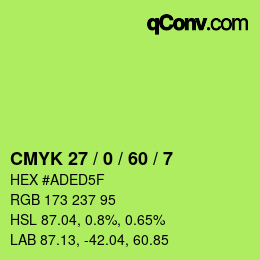 カラーコード: CMYK 27 / 0 / 60 / 7 | qconv.com