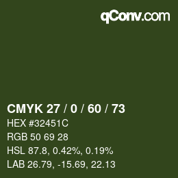 Color code: CMYK 27 / 0 / 60 / 73 | qconv.com