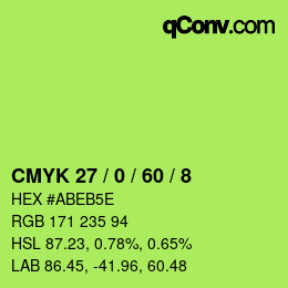 Color code: CMYK 27 / 0 / 60 / 8 | qconv.com