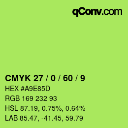 カラーコード: CMYK 27 / 0 / 60 / 9 | qconv.com