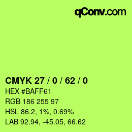 Color code: CMYK 27 / 0 / 62 / 0 | qconv.com