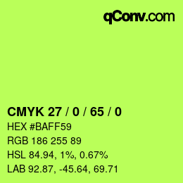 Color code: CMYK 27 / 0 / 65 / 0 | qconv.com