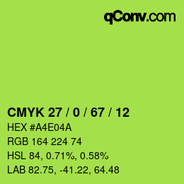 カラーコード: CMYK 27 / 0 / 67 / 12 | qconv.com