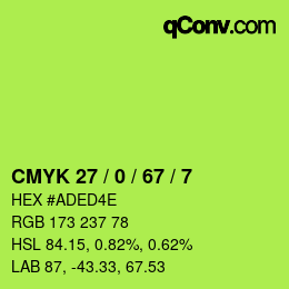 カラーコード: CMYK 27 / 0 / 67 / 7 | qconv.com