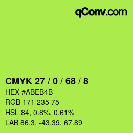 カラーコード: CMYK 27 / 0 / 68 / 8 | qconv.com