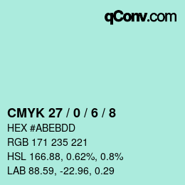 カラーコード: CMYK 27 / 0 / 6 / 8 | qconv.com