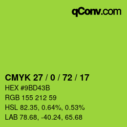 Farbcode: CMYK 27 / 0 / 72 / 17 | qconv.com