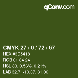 Color code: CMYK 27 / 0 / 72 / 67 | qconv.com