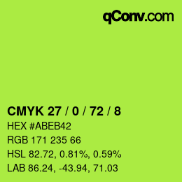 カラーコード: CMYK 27 / 0 / 72 / 8 | qconv.com