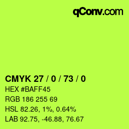 カラーコード: CMYK 27 / 0 / 73 / 0 | qconv.com