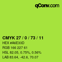 Farbcode: CMYK 27 / 0 / 73 / 11 | qconv.com