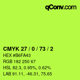 カラーコード: CMYK 27 / 0 / 73 / 2 | qconv.com