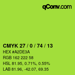 Color code: CMYK 27 / 0 / 74 / 13 | qconv.com