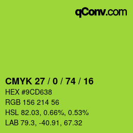 カラーコード: CMYK 27 / 0 / 74 / 16 | qconv.com