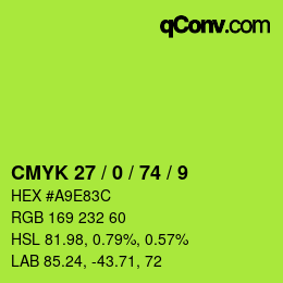 Farbcode: CMYK 27 / 0 / 74 / 9 | qconv.com