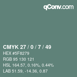 颜色代码: CMYK 27 / 0 / 7 / 49 | qconv.com