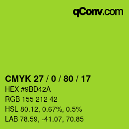 Color code: CMYK 27 / 0 / 80 / 17 | qconv.com