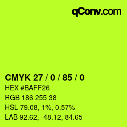 カラーコード: CMYK 27 / 0 / 85 / 0 | qconv.com